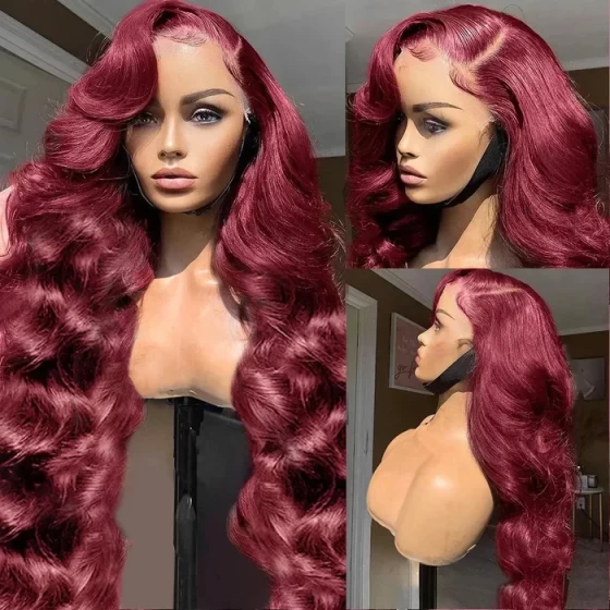 99J Burgundy 13x4 Lace Body Wave Front Wigs Human Hair
